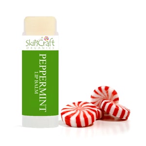 Natural Peppermint Lip Balm for Dry, Chapped Lips - Organic Mint Chapstick Lip Care w/ Coconut Oil, Essential Oils & Raw Beeswax