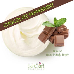 Natural Chocolate Mint Body Butter Moisturizer for Dry Skin - Organic Chocolate Peppermint Body Lotion Cream - Girlfriend, Wife, Mom Gift
