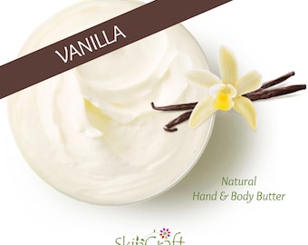 Natural Vanilla Body Butter Moisturizer - Organic Whipped Shea Lotion w/ French Vanilla Butter Cream Scent - Vegan Birthday Gift for Women