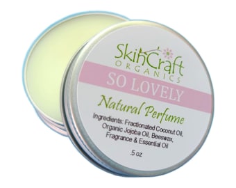 Spring Floral Solid Perfume - So Lovely Fragrance - Jasmine, Peony, Tuberose, Vetiver w/ Woody & Spicy Notes - Gift for Women - .5 oz Tin
