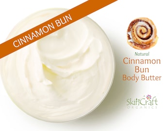 Natural Cinnamon Bun Body Butter Moisturizer - Non Greasy Whipped Shea Hand & Body Cream Dry Skin Lotion - Spicy Gift for Women