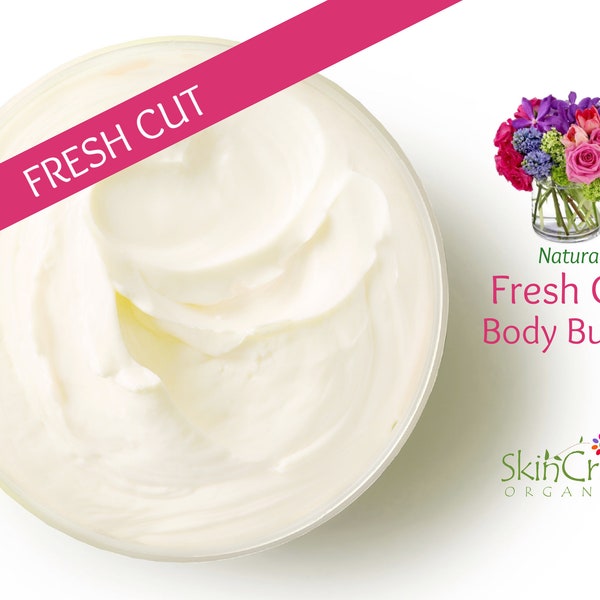 Natural Floral Whipped Body Butter Moisturizer - Dry Skin Care - Fresh Cut Flower Scent: Rose, Tulip, Hyacinth - Birthday, Mother's Day Gift