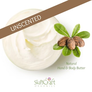 Unscented Natural Body Butter Moisturizer - Fragrance Free Hand & Body Cream Lotion for Dry, Sensitive Skin - Spa Holiday Gift