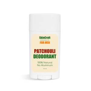 Natural Patchouli Deodorant for Men - Organic Coconut Oil - Shea Butter w/ Non GMO Arrowroot & Clay - No Baking Soda - 2.5 oz