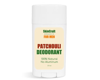 Natural Patchouli Deodorant for Men - Organic Coconut Oil - Shea Butter w/ Non GMO Arrowroot & Clay - No Baking Soda - 2.5 oz
