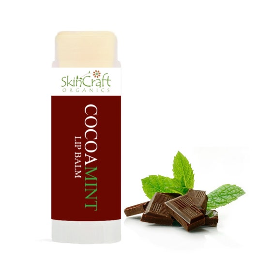 Chocolate Mint Lip Balm Organic Cocoa Butter, Peppermint Essential
