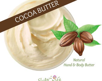 Organic Cocoa Butter Body Moisturizer - Natural Chocolate Skin Care - Thick Lotion for Rough, Dry Skin - Chocolate Lover Gift for Women