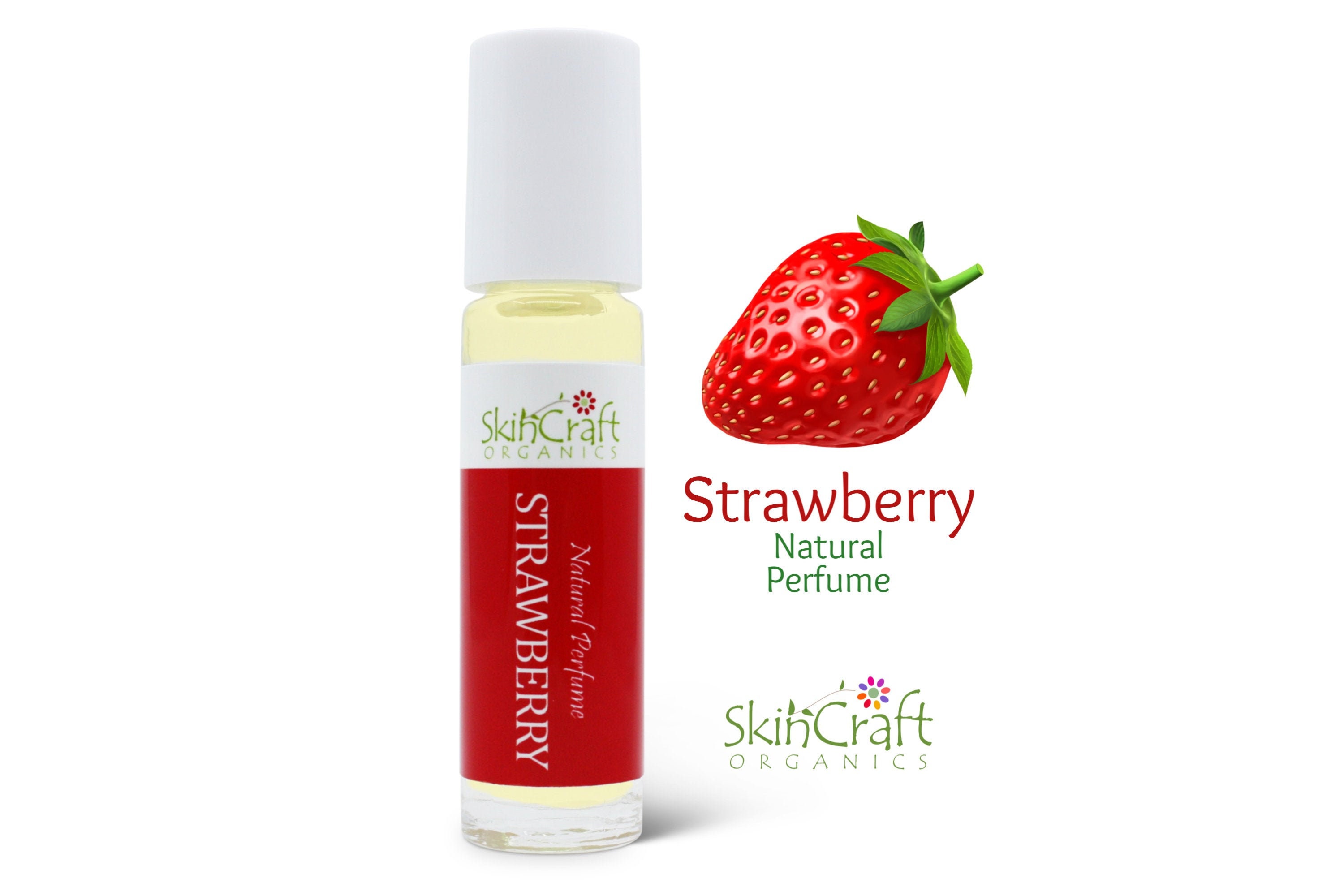 Natural Strawberry Perfume Oil Roll on Sweet Fruity Scent Organic Strawberry  Fragrance Gift for Mom, Girlfriend, Wife .35 Oz / 10 Ml 