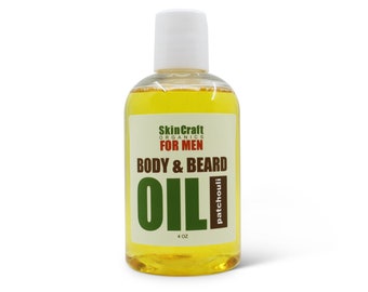 Body & Beard Oil for Men w/ Patchouli Essential Oil - Natural Face, Body and Beard Grooming Oil Moisturizer, Conditioner