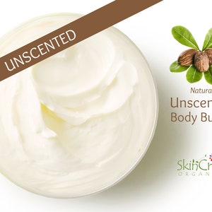 Unscented Natural Body Butter Moisturizer - Fragrance Free Hand & Body Cream Lotion for Dry, Sensitive Skin, Eczema, Rosacea