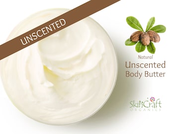 Unscented Natural Body Butter Moisturizer - Fragrance Free Hand & Body Cream Lotion for Dry, Sensitive Skin, Eczema, Rosacea