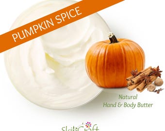 Natural Pumpkin Spice Body Butter Lotion - Whipped Shea Hand & Body Moisturizer - Vegan Fall Scented Gift for Pumpkin Pie Spice Lovers