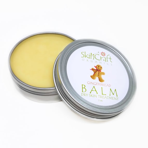 Natural Ginger Skin Balm for Dry Cracked Skin - Gingerbread Hand Salve - Organic Jojoba & Essential Oils - Bakery Scent Gift for Her - 2 oz