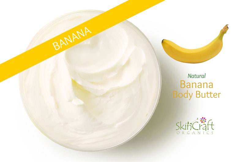 Natural Banana Body Butter Moisturizer Whipped Body Cream Lotion Natural Dry Skincare Mom, Wife, Girlfriend, Sister Gift for Her image 1