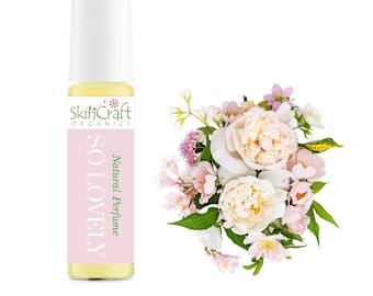 So Lovely Roll On Floral Perfume Oil - Jasmine, Peony & Tuberose, Notes of Vetiver, Citrus  - Gift for Women .35 oz / 10 mL
