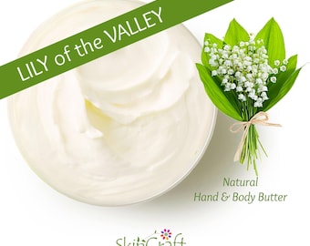 Natural Lily of the Valley Body Butter Cream - Floral Moisturizer Lotion for Dry Skin - Luxurious Spa Birthday Gift for Girlfriend, Mom