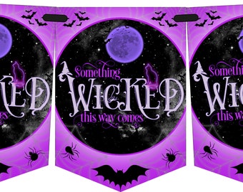 Halloween Bunting,Halloween Banner,8 Flags,Garland for Halloween Decoration,Something Wicked-MULTIBUY DISCOUNTS