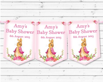 Personalised Baby Shower Bunting,Banner,Girls Baby Shower Decoration,-MULTIBUY DISCOUNTS