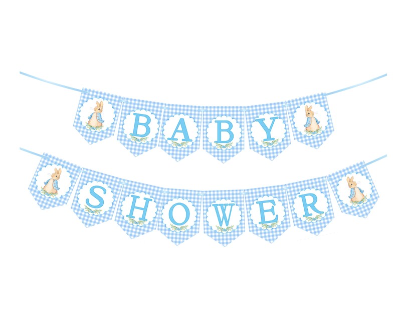 Peter Rabbit Blue Baby Shower Bunting,Baby Shower Banner-MULTIBUY DISCOUNTS image 2