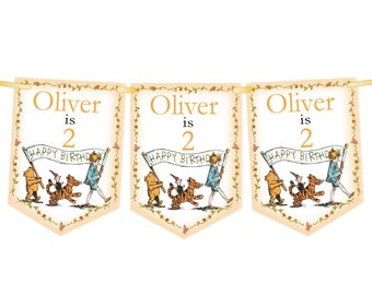 Winnie The Pooh personalizado cumpleaños Bunting, Winnie The Pooh personalizado cumpleaños Banner, fiesta de cumpleaños Bunting, cualquier edad-MULTIBUY DESCUENTOS