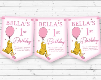 Winnie The Pooh Personalised Birthday Bunting,Winnie The Pooh Personalised Birthday Banner,Birthday Party Bunting,Any Age-MULTIBUY DISCOUNTS