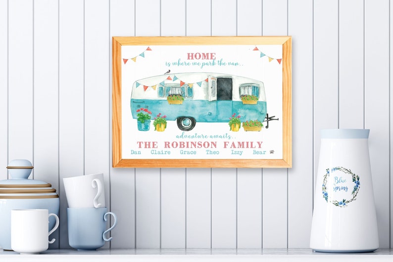 A4 Personalised Vintage Caravan Print,Camping Gift,Caravan Accessories,Summer Holidays image 3