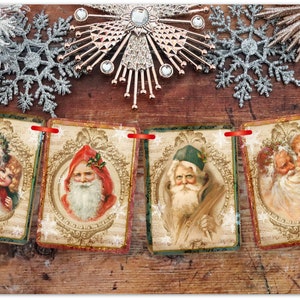 Vintage Weihnachtsmann Nikolaus Girlande,Weihnachtsgirlande,Weihnachtsdekoration,12 Wimpel,3 Meter-MULTIBUY RABATTE