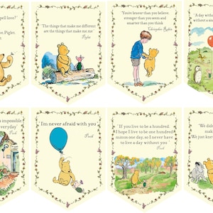 Banderines de Winnie The Pooh, pancarta de Winnie The Pooh, guirnalda, baby shower, decoración de guardería, banderines para fiesta de cumpleaños: DESCUENTOS POR COMPRAS MÚLTIPLES
