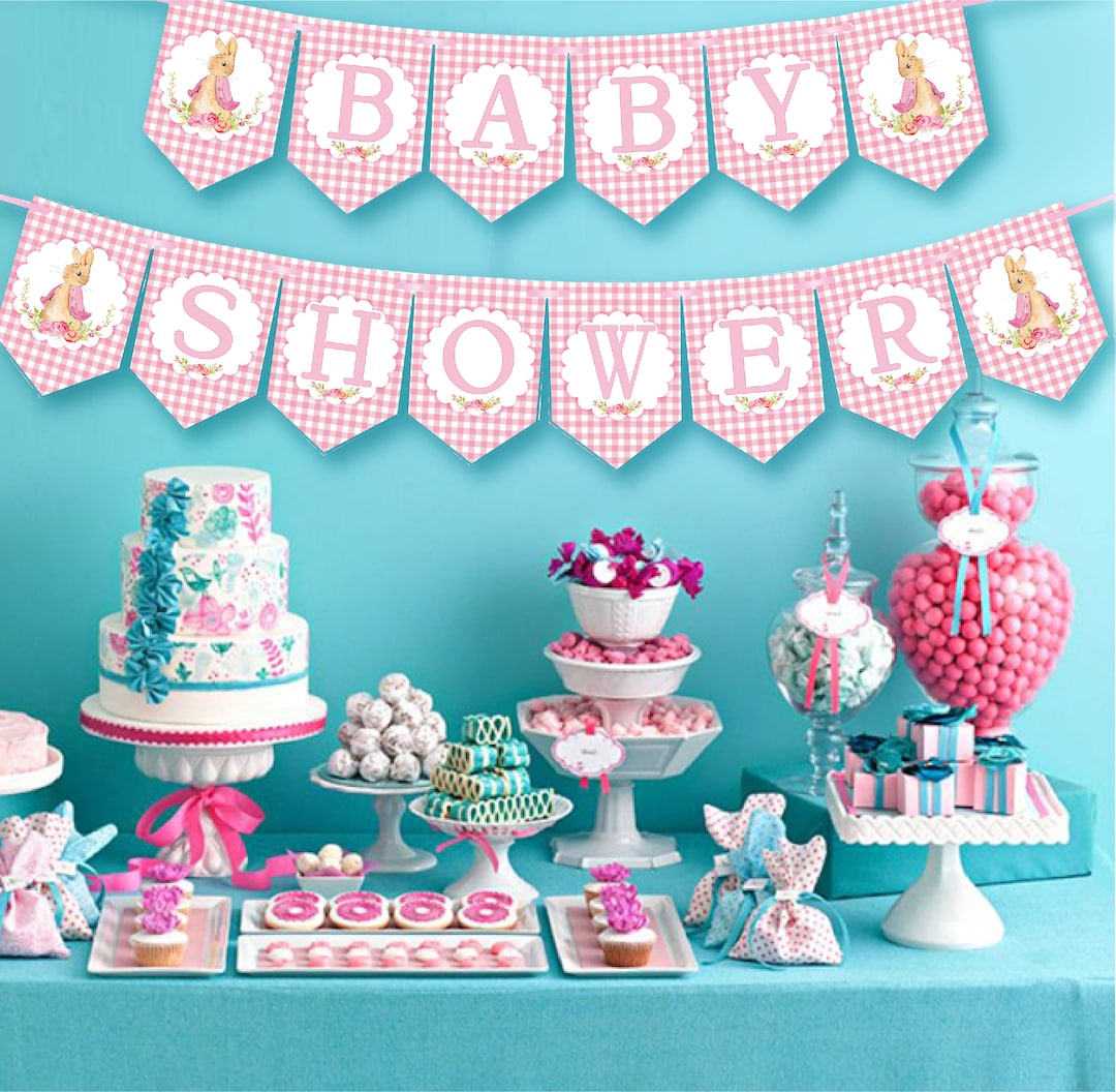Peter Rabbit Pink Baby Shower Bunting,baby Shower Banner,baby Shower
