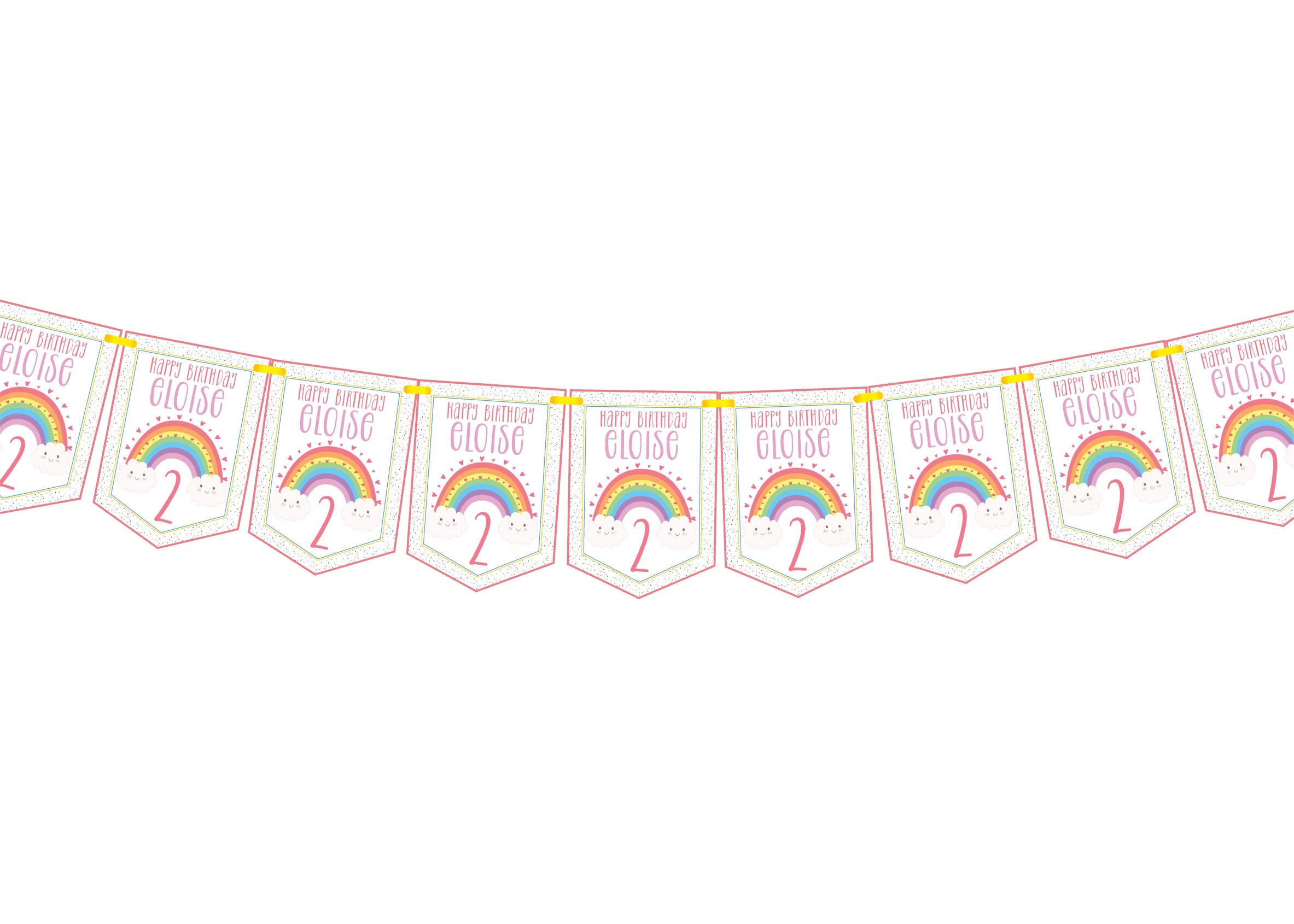 2 Striscioni Personalizzati Per Compleanno Bambina - Motivo Unicorno E Arcobaleno - Decorazioni Feste Rosa - Formato Piccolo 2x3 M