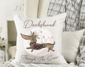 Dachshund Christmas Cushion,Pillow,Throw,Xmas Decorations,Dogs,Gift for Dog Lovers,Home Decor