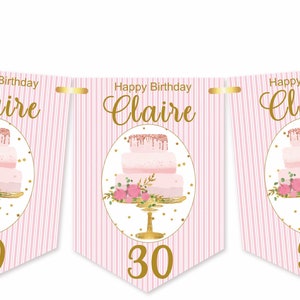 Birthday Cake Bunting,Personalised Birthday Banner,Any Name and Age-MULTIBUY DISCOUNTS