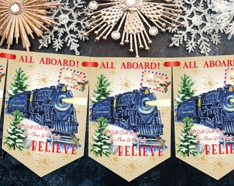 Polar Express Christmas Bunting,Christmas Garland,8 Flags,Christmas Decorations,-MULTIBUY DISCOUNTS