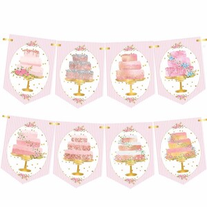 Watercolor Celebration Cakes Bunting, Kitchen Decor, Baker Gift