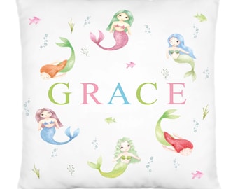 Cojín Personalizado Con Nombre De Sirena Marina / Nombre Personalizado / Almohada De Sirena Oceánica / Decoración Submarina Para Dormitorio / Regalo Mágico De Criatura Marina - México