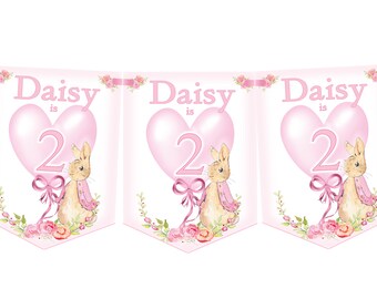 Personalised Pink Birthday Bunting,Birthday Banner,Girl's Birthday Bunting,Any Age-MULTIBUY DISCOUNTS
