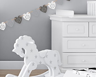 Grey Bunting,Garland,12 Felt Hearts, Grey Home Decor,Nursery Decor,Wedding Decor,2.5 Metres Long