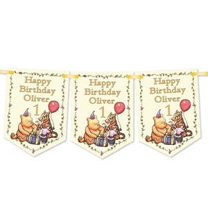 Winnie The Pooh Personalised Birthday Bunting,Winnie The Pooh Personalised Birthday Banner,Birthday Party Bunting,Any Age-MULTIBUY DISCOUNTS
