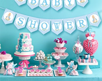Blue Bunny Baby Shower Bunting,Baby Shower Banner-MULTIBUY DISCOUNTS