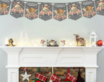 Christmas Bunting,Christmas Garland,Vintage Christmas Angels Bunting,8 Flags,Christmas Decoration-MULTIBUY DISCOUNTS