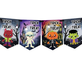 Halloween Bunting,Halloween Banner,8 Flags,Garland for Halloween Decoration,Trick or Treat-MULTIBUY DISCOUNTS