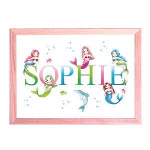 Impressão de sereias personalizadas A4, arte de parede infantil, presente exclusivo para meninas, impressão de sereia personalizada,