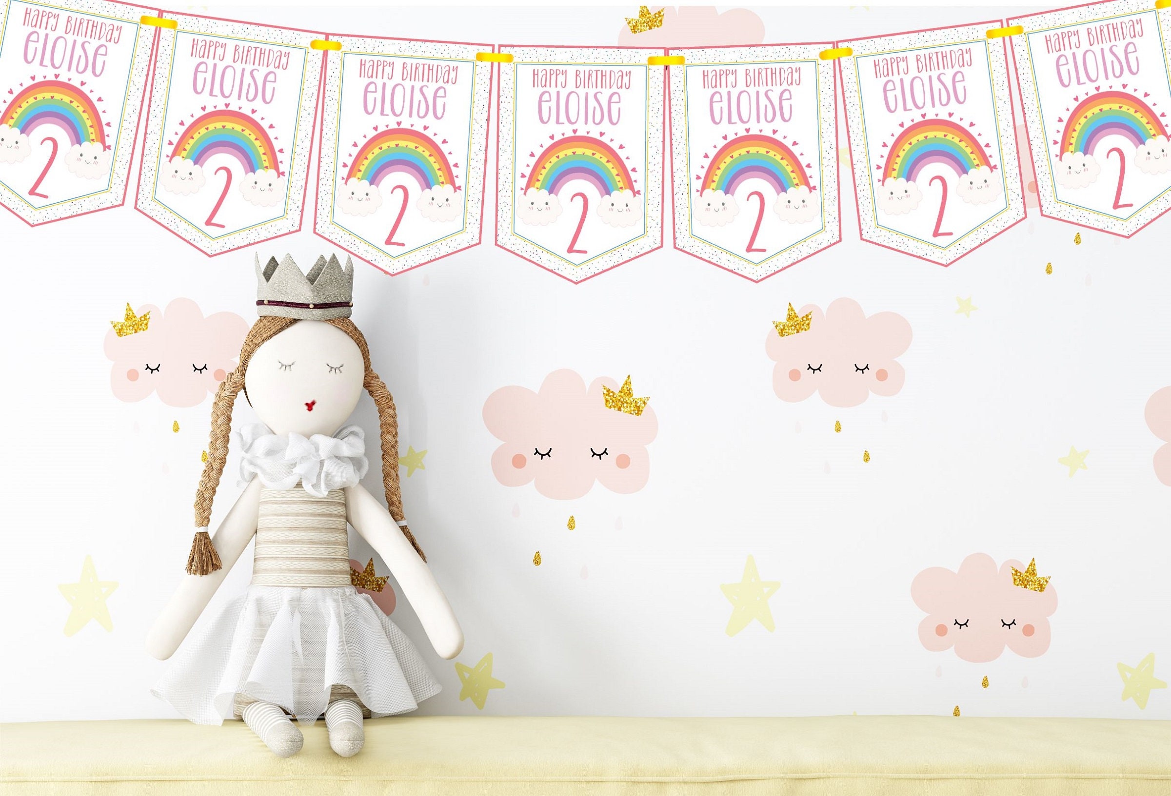 Bandierine di compleanno personalizzate arcobaleno, striscioni per feste di compleanno per bambini, ghirlande, qualsiasi età-SCONTI MULTIACQUISTO - Italia