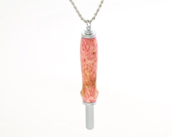 Seam Ripper - Pink Box Elder Burl on Necklace