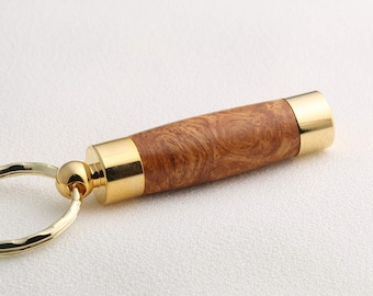 Wood Keychain - Consecrated Oil Vial -Afzalia Burl