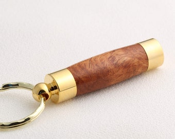 Wood Key chain - Consecrated Oil Vial -Afzilia Burl