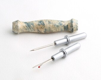 Wood Seam Ripper Stiletto Tool  - Light Aqua Dyed Box Elder Burl - sewing notion - quilter tool - Christmas  Gift