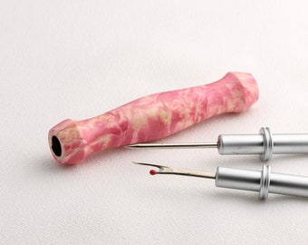 Wood Seam Ripper Stiletto Tool  - Pink Dyed Box Elder Burl