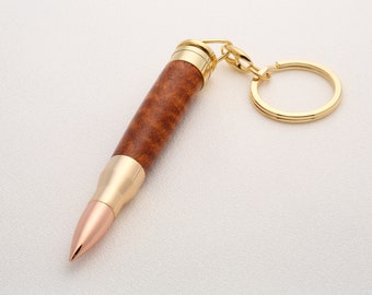 300 Magnum Bullet Key Chain - Australian Burl with Secret Compartment