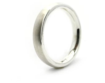 Sterling Silver Comfort Fit 4mm Oval Brushed Wedding Band Ring,Midi Minimalist ring.